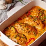 Hähnchenbrust in Frischkäsesoße mit Paprika und Zucchini aus dem Ofen