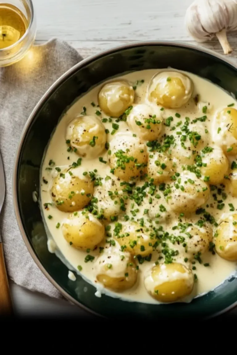 Kartoffeln in Knoblauch-Sahnesauce