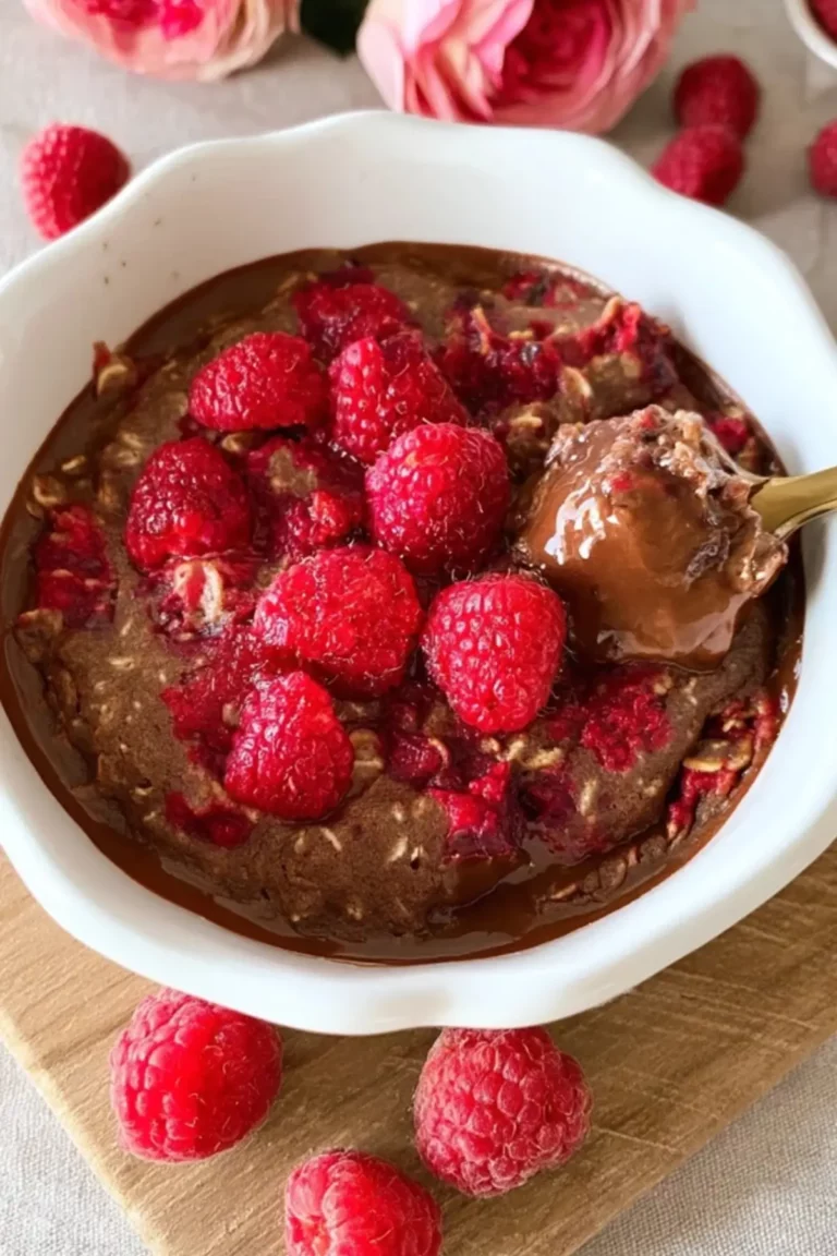 Vegane Baked Oats mit Himbeeren