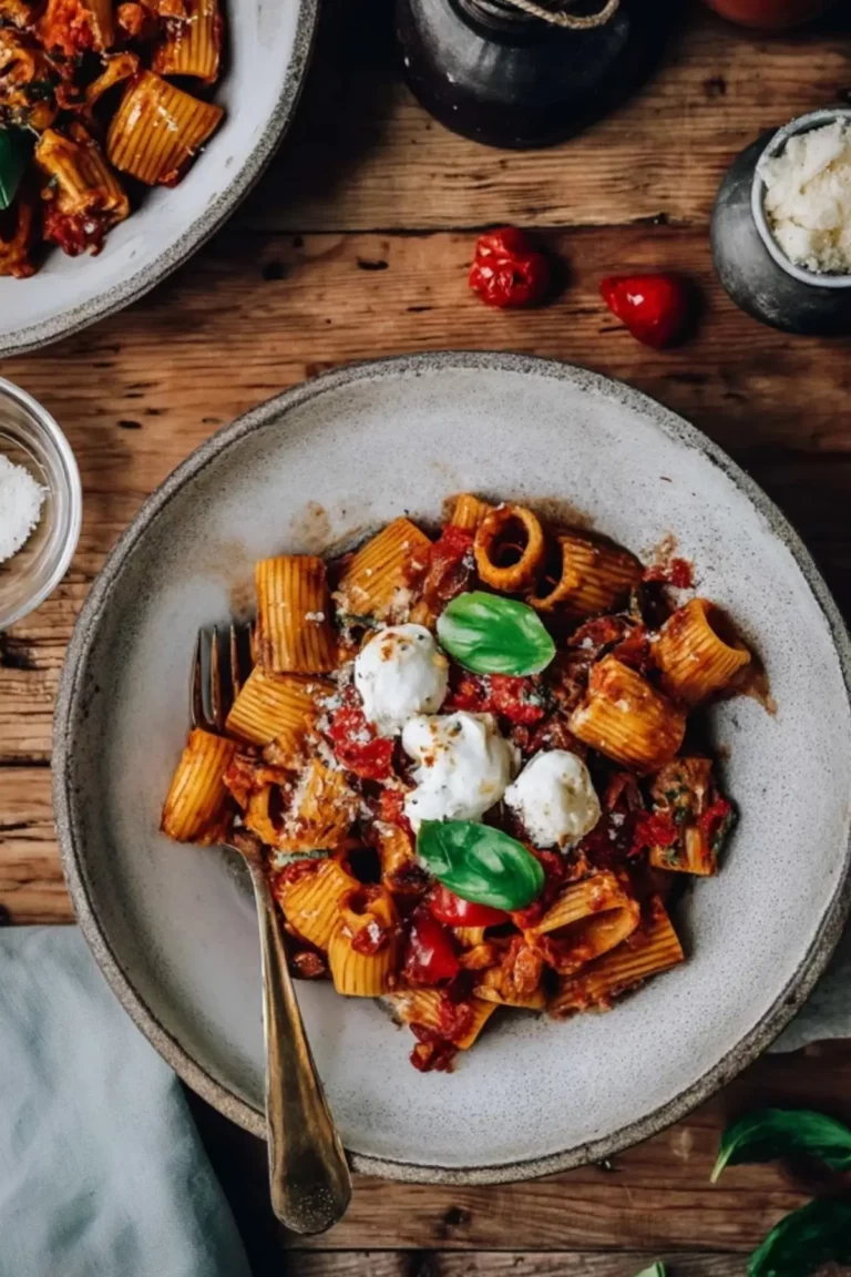 Pasta mit Ofentomatensauce und Mozzarella