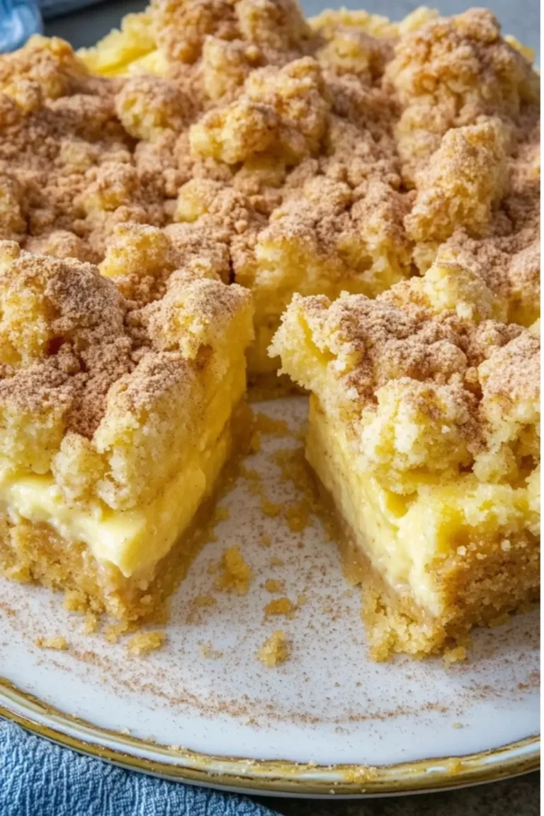 Apfelkuchen mit Pudding und Zimtstreuseln