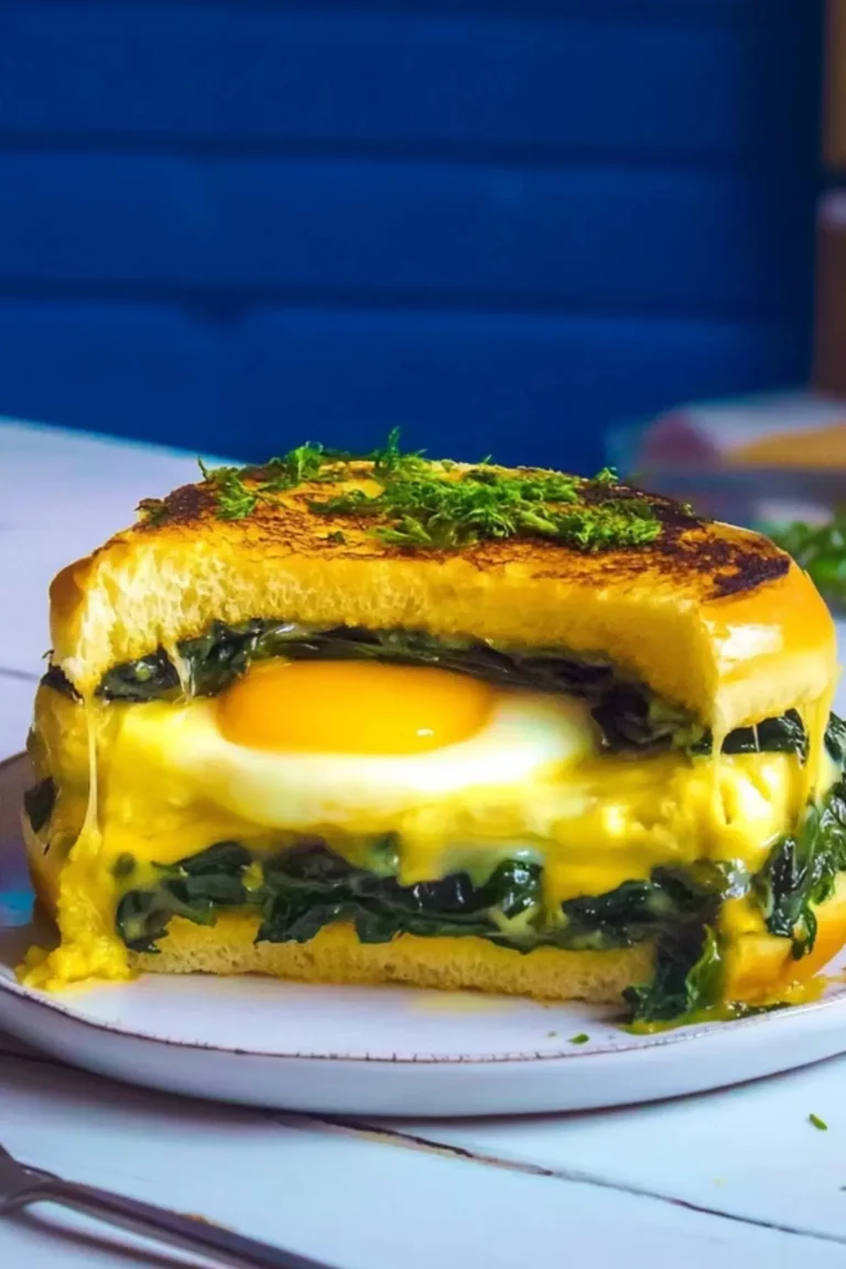 Frühstückssandwich mit Ei und Spinat