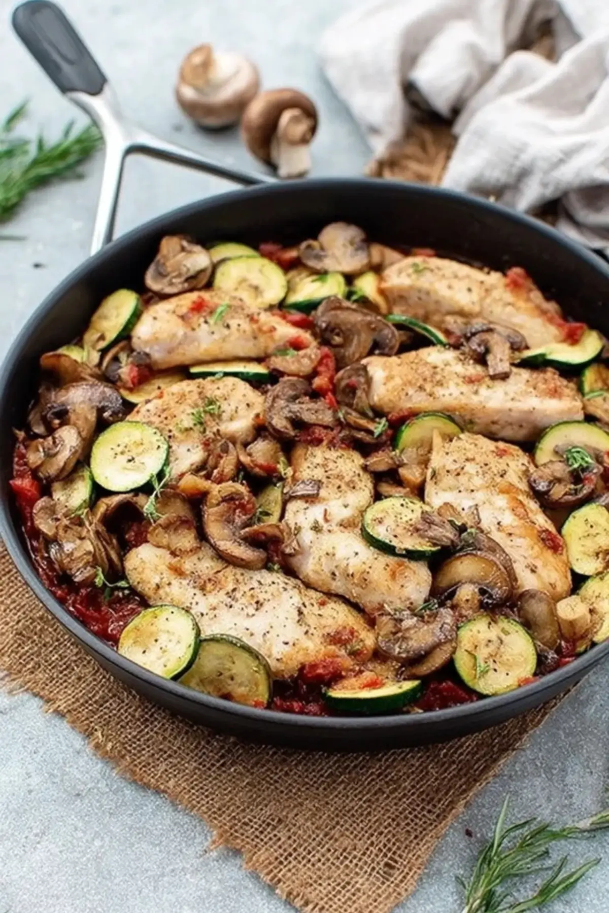 zucchini pilz hähnchen