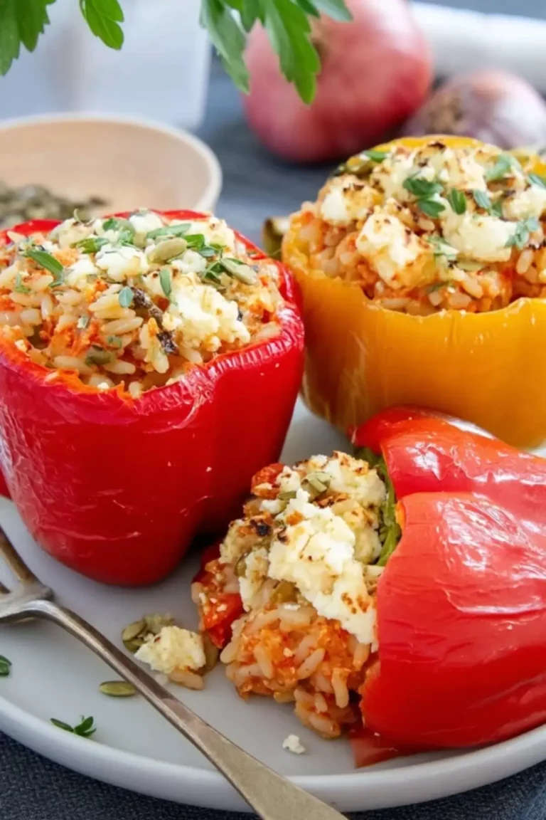gefüllte paprika mit reis und feta