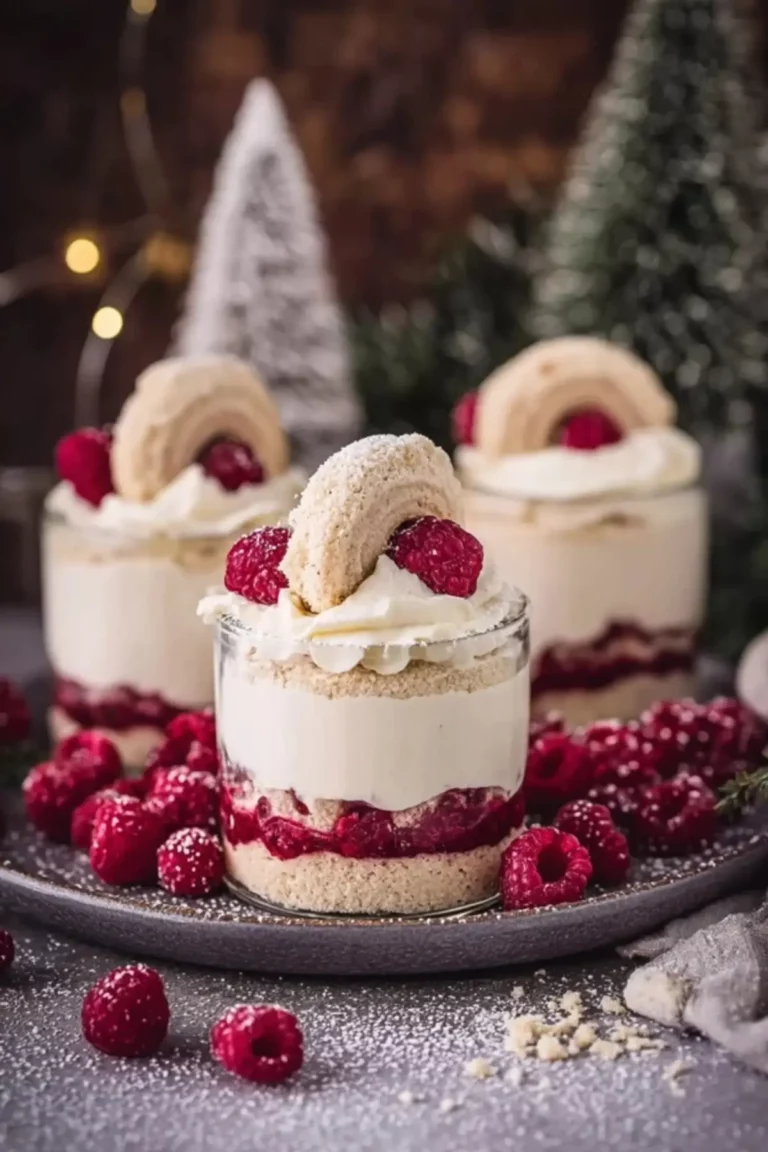 Vanillekipferl Dessert mit Himbeeren