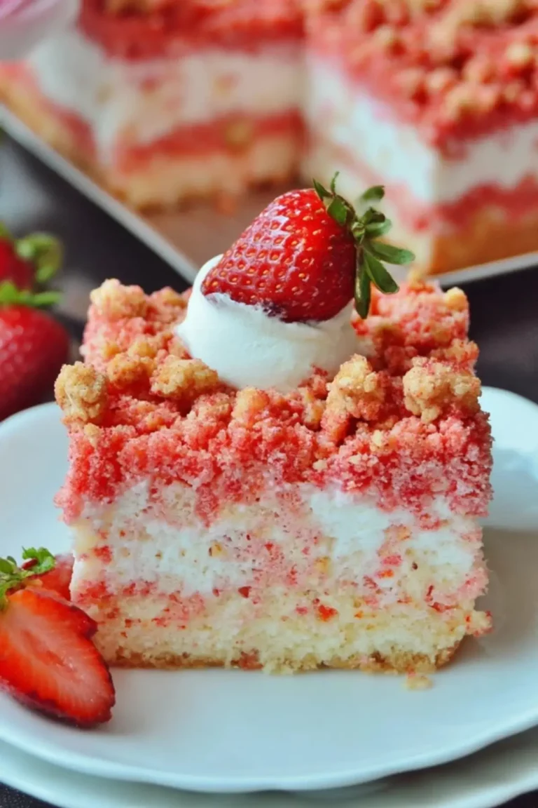erdbeer crunch poke kuchen