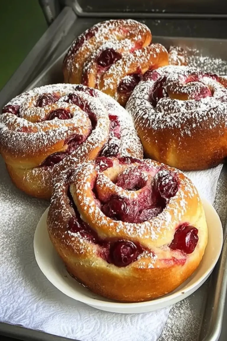 Saftige Puddingschnecken mit Kirschen