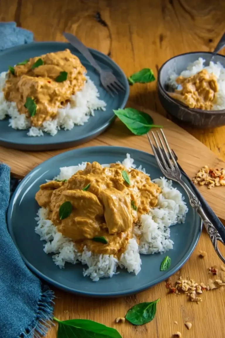 Zartes Hähnchen in cremiger Erdnusssauce