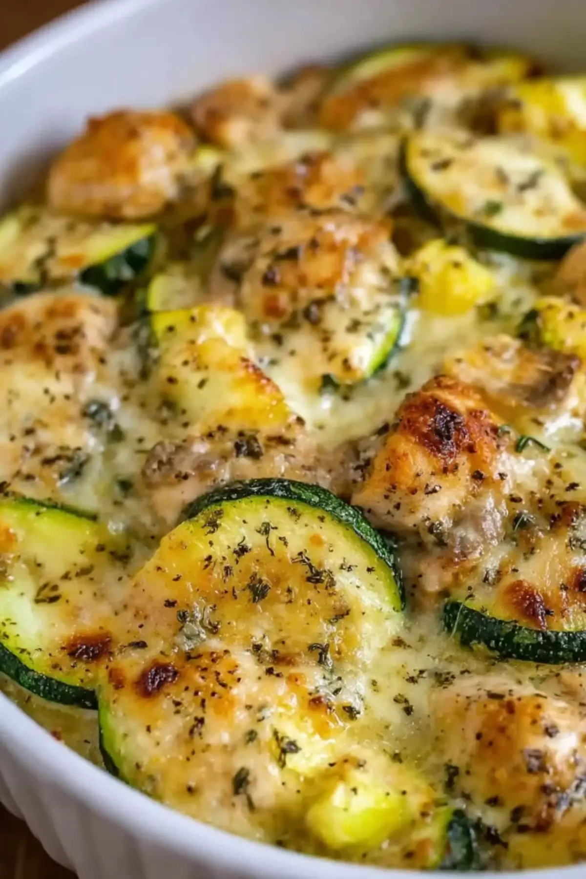 überbackene zucchini mit hähnchen