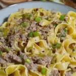 käse lauch pasta mit hackfleisch