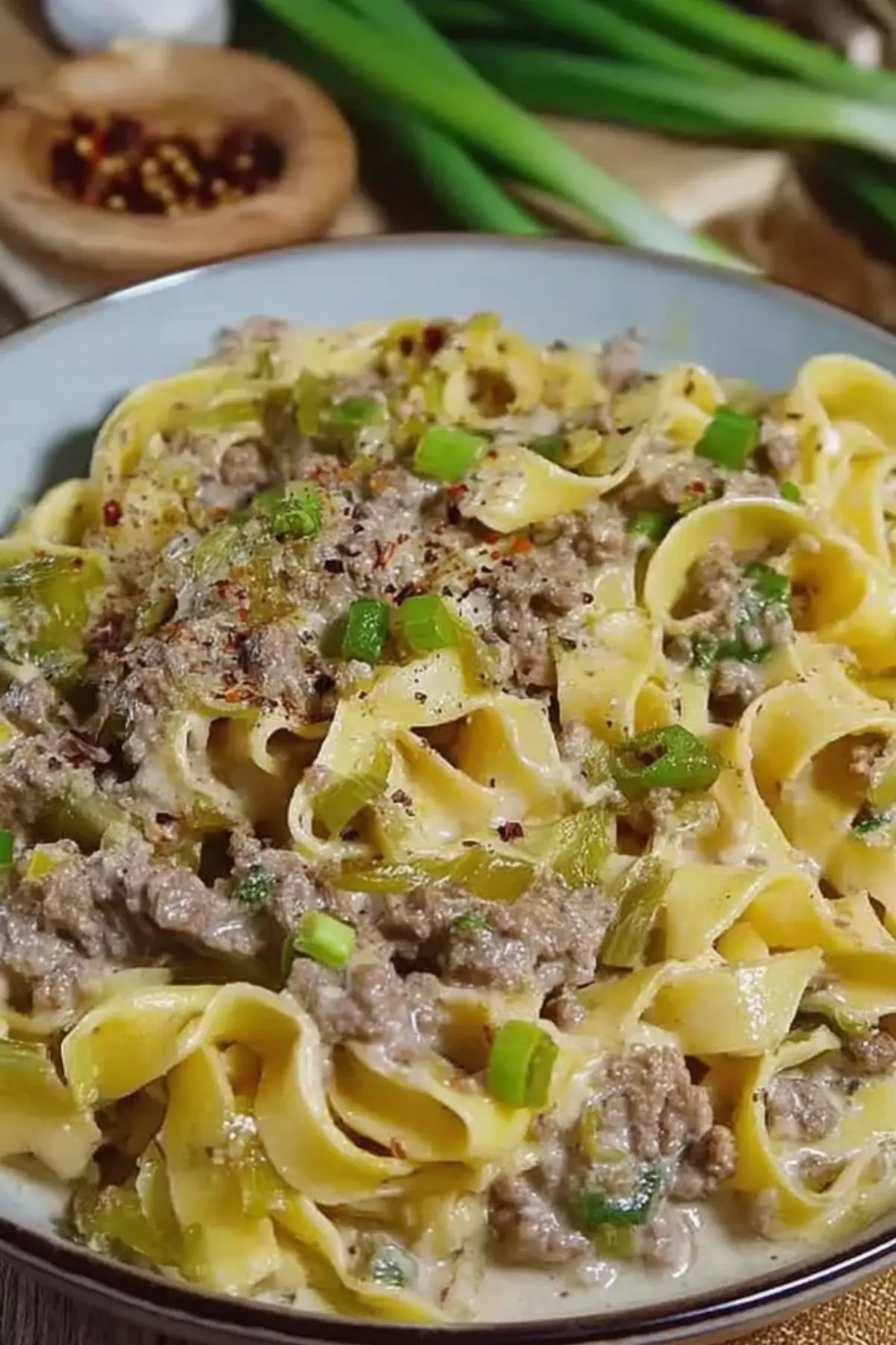 Käse Lauch Pasta mit Hackfleisch - Noras Kreationen Käse Lauch Pasta mit Hackfleisch - Noras Kreationen