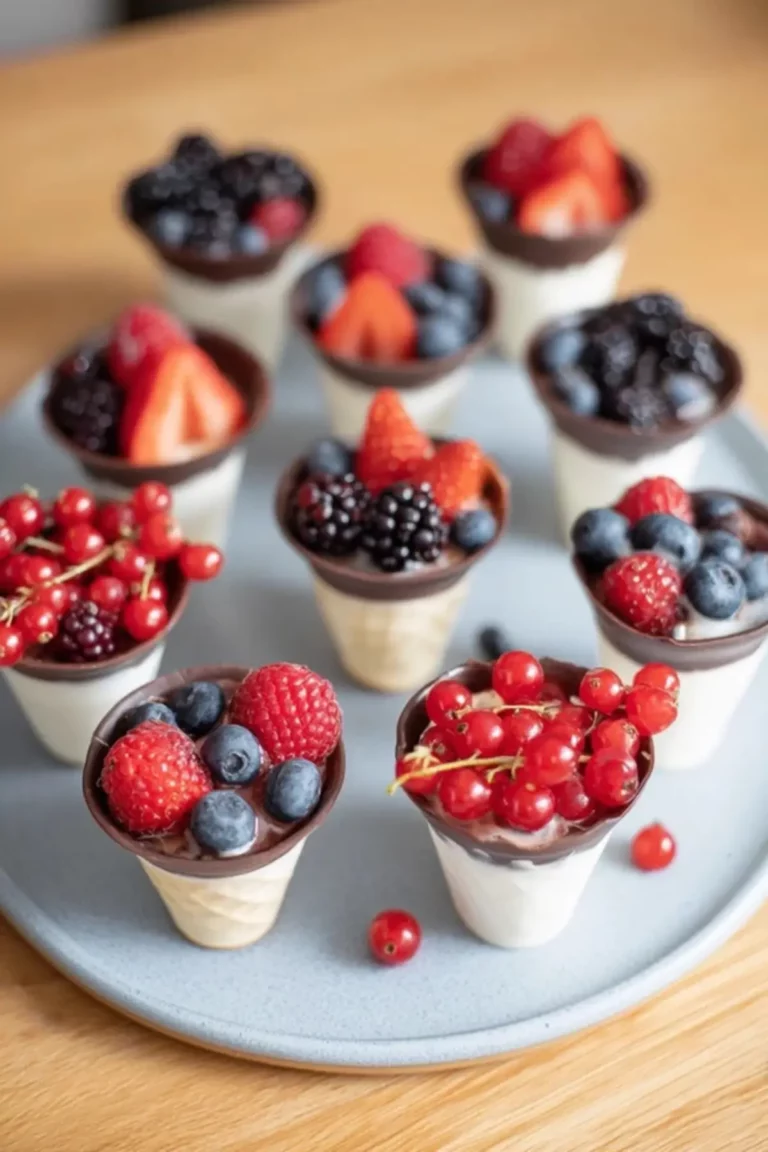 Obst-Dessert im Waffelbecher