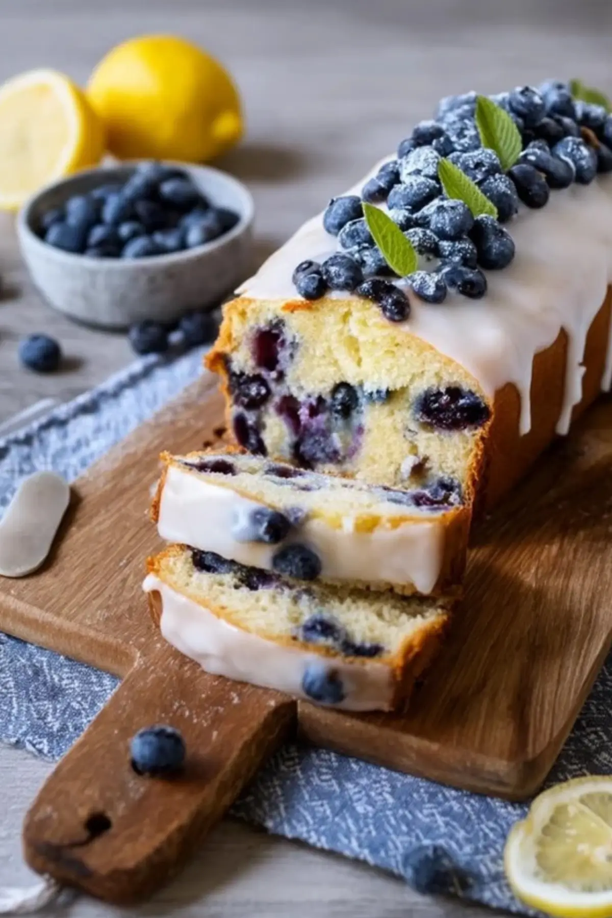 Joghurtkuchen mit Blaubeeren und Zitrone