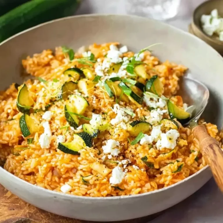 Zucchini Reis Pfanne mit Feta