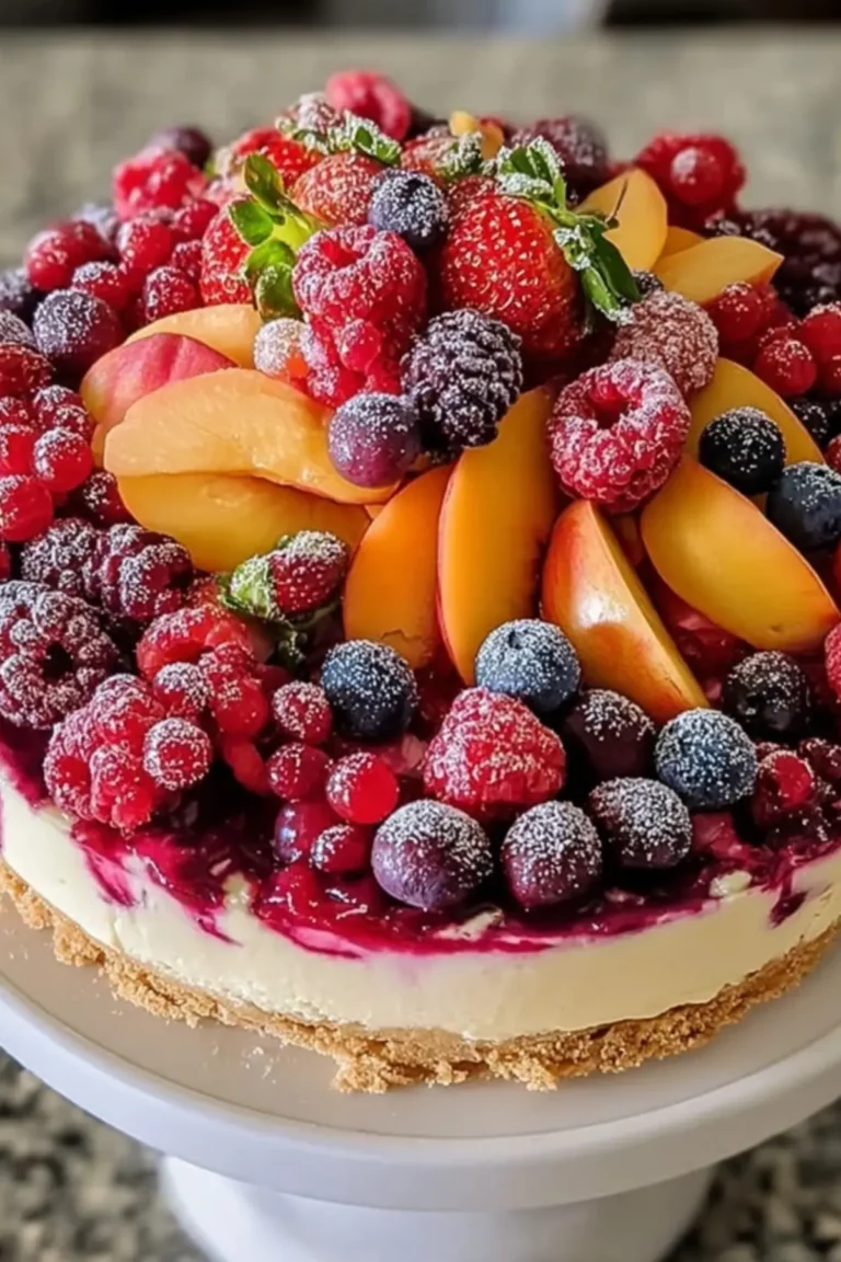 beeren pfirsich käsekuchen