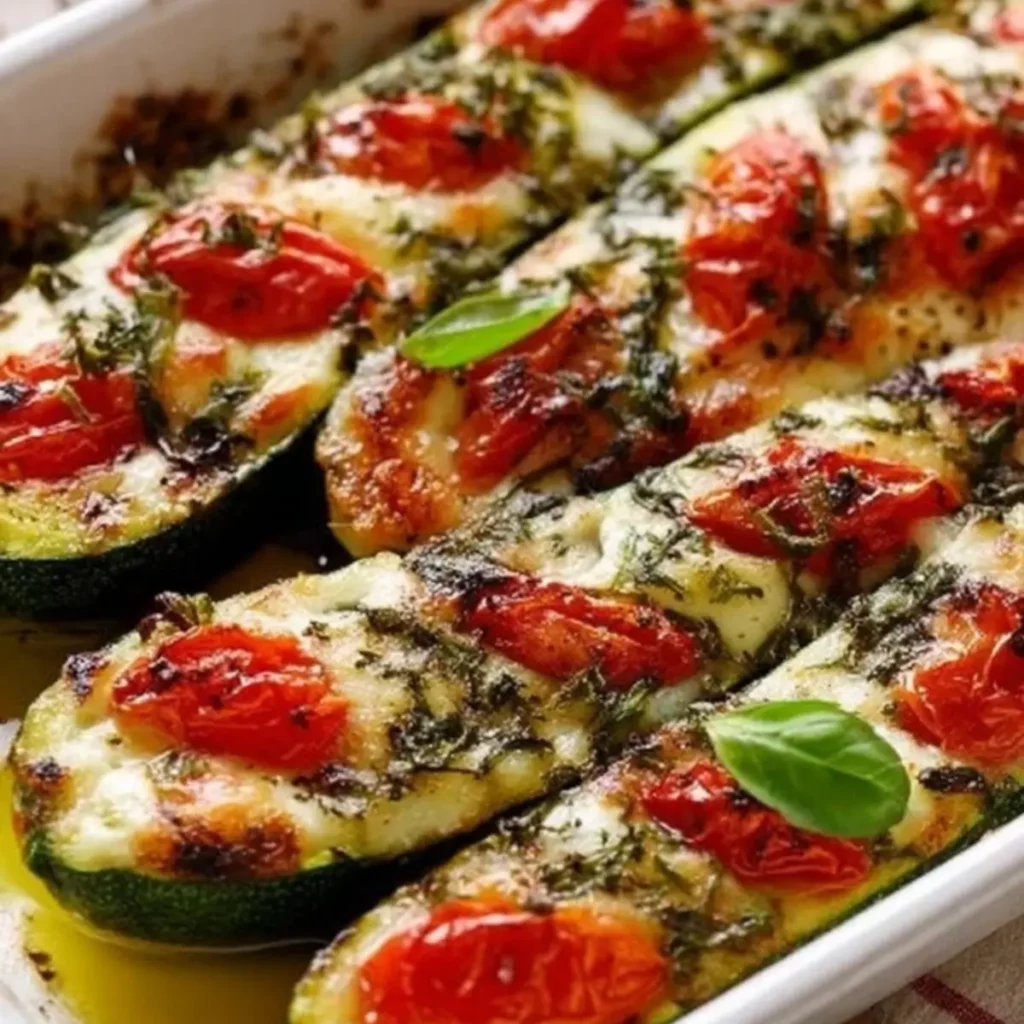 gefüllte zucchini mit mozzarella und tomaten