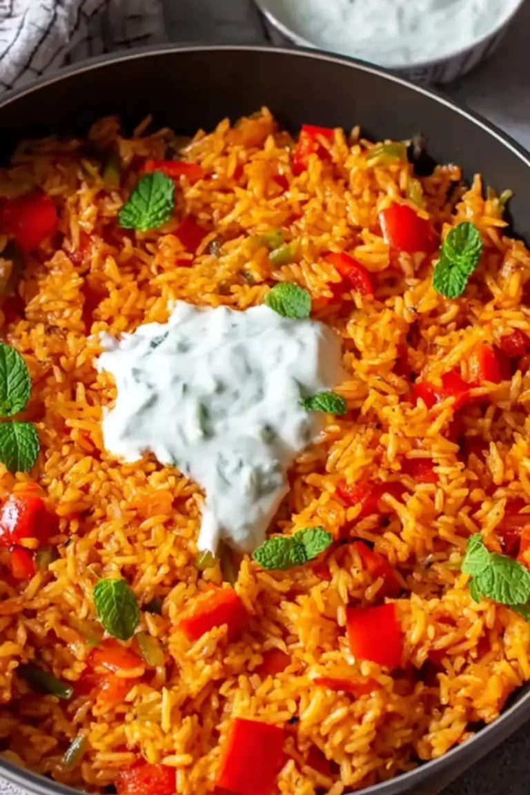 vegetarische reispfanne mit paprika