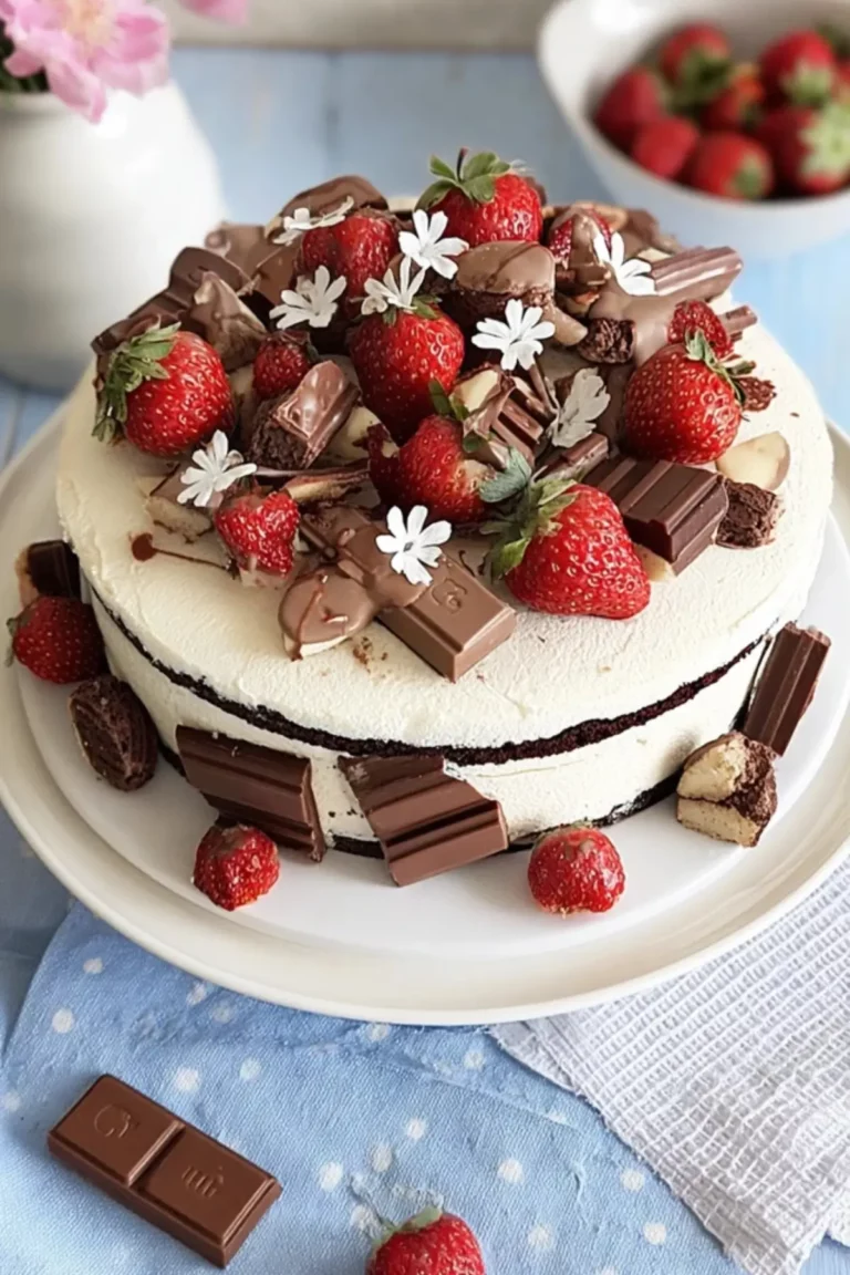 kinder schokolade torte mit erdbeeren