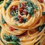 spaghetti mit spinat und tomatencreme