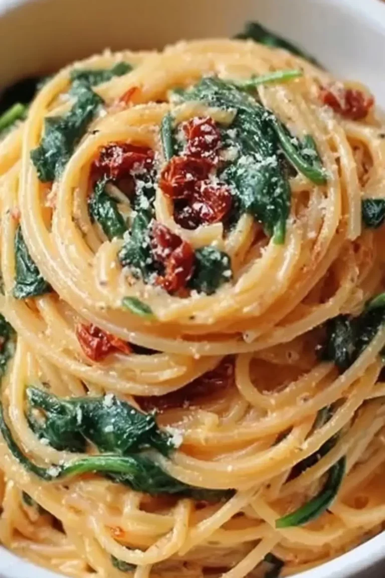 spaghetti mit spinat und tomatencreme