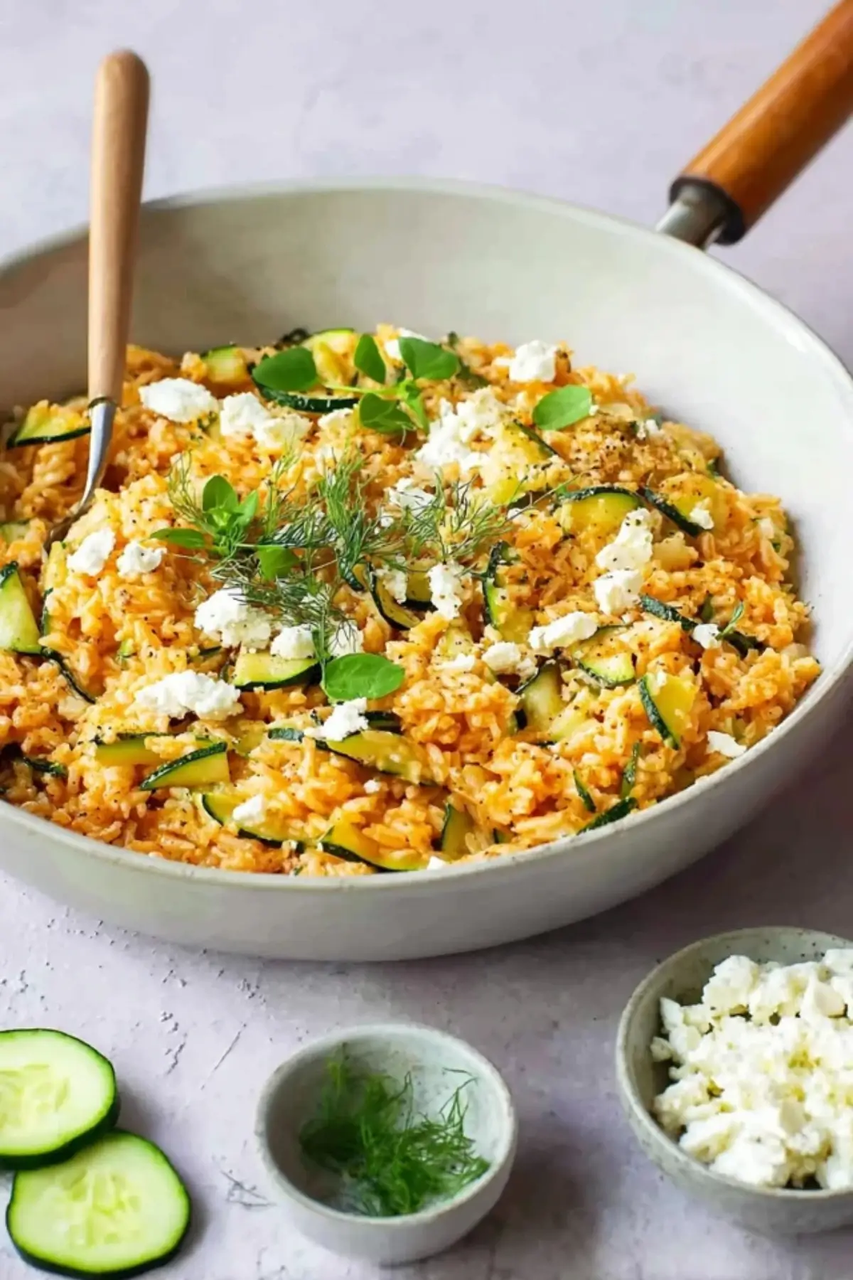 Zucchini Reis Pfanne mit Feta