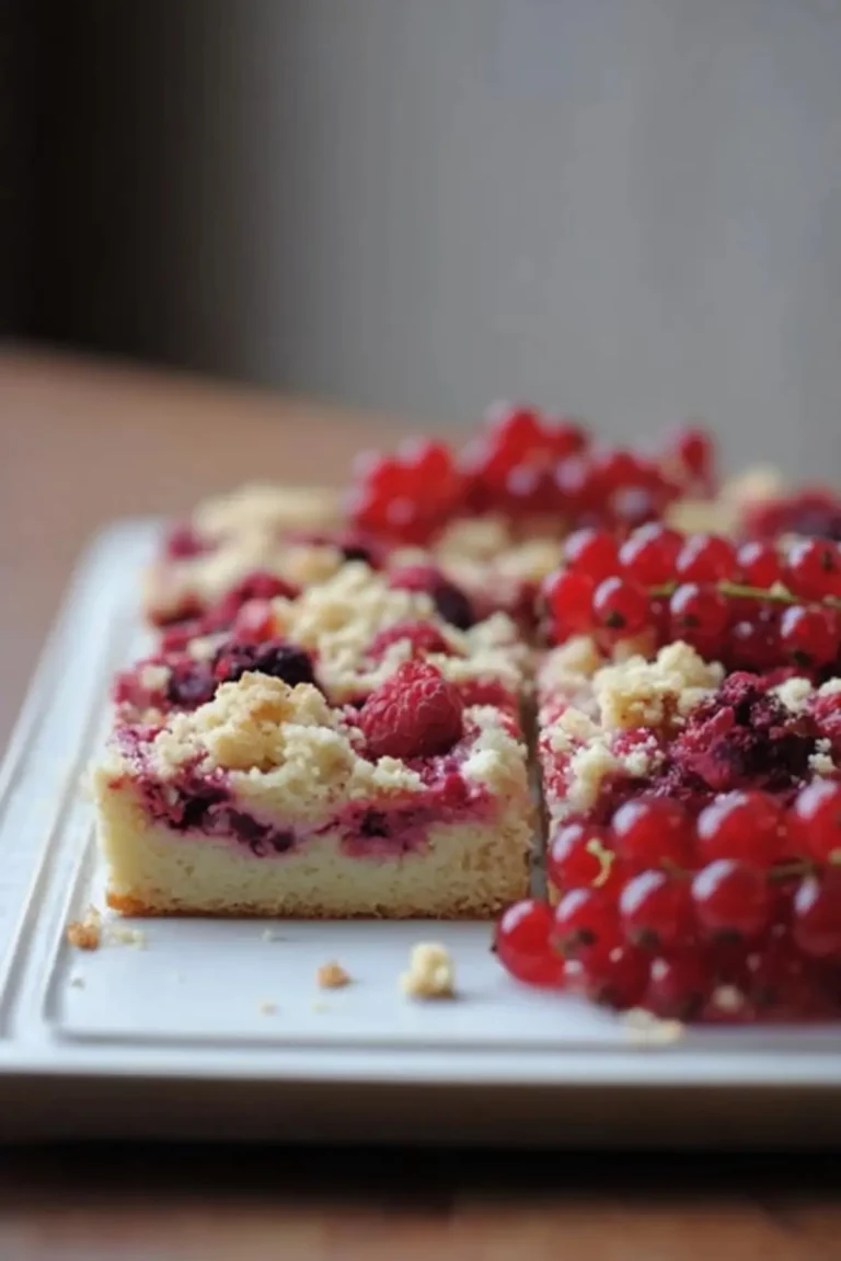 Blechkuchen mit Obst und Streuseln
