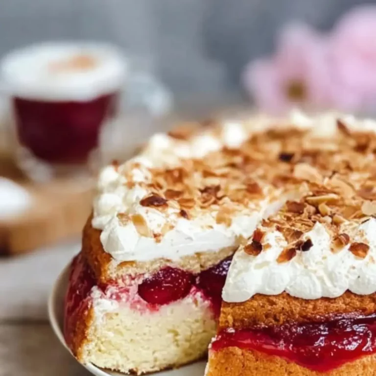Bienenstich Rezept mit Zwetschgen und Sahne