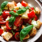 Brotsalat mit Tomaten und Mozzarella