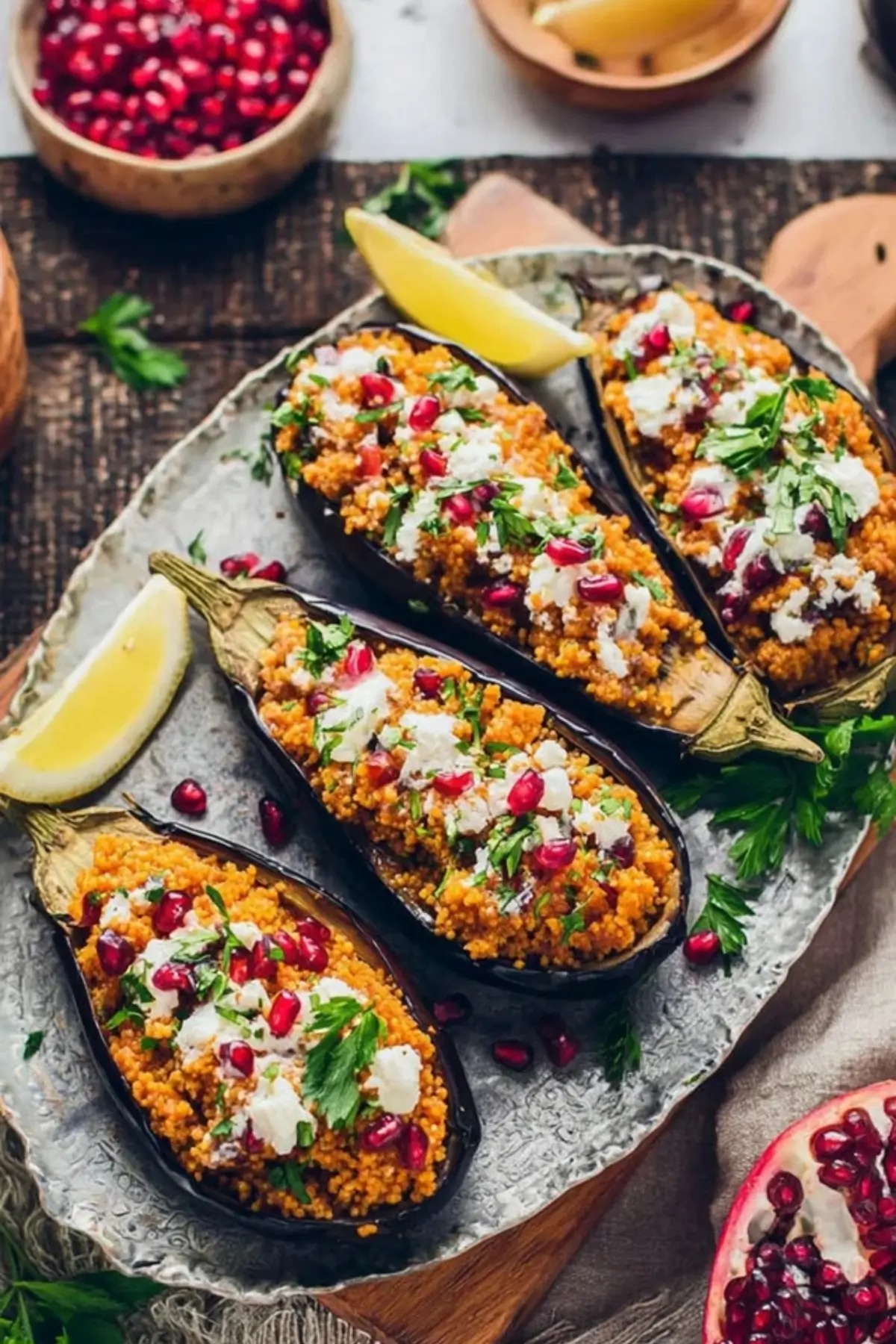 Gefüllte Auberginen mit Bulgur