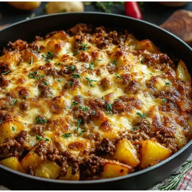 Kartoffel-Hackfleisch-Pfanne mit Käse