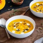 Kürbissuppe mit Kokosmilch und Kartoffeln
