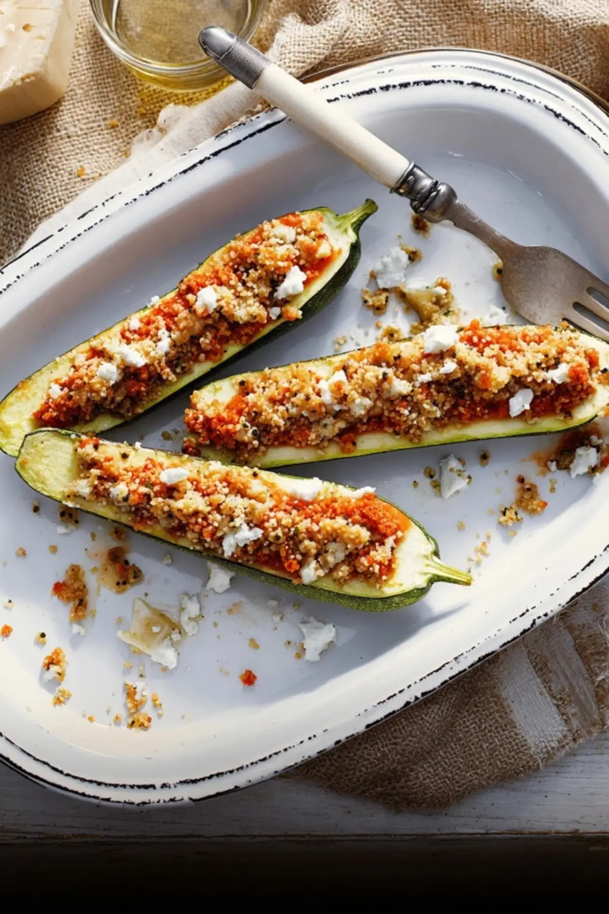 Mit Couscous gefüllte Zucchini