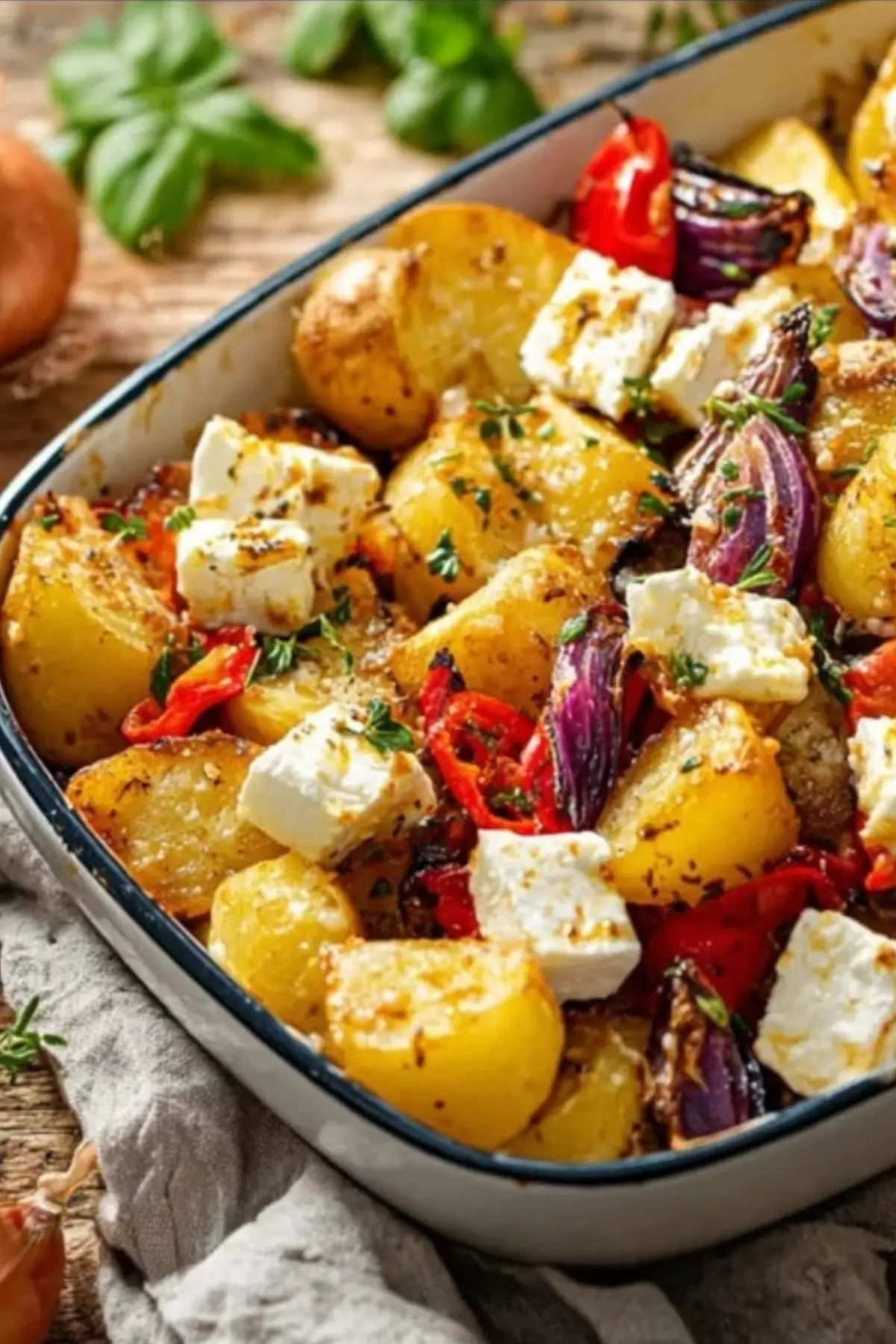 Feta-Kartoffeln mit Ofengemüse vom Blech