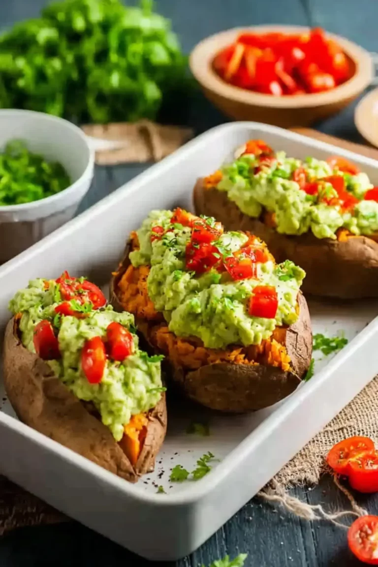 Gefüllte Süßkartoffeln mit Avocado-Creme