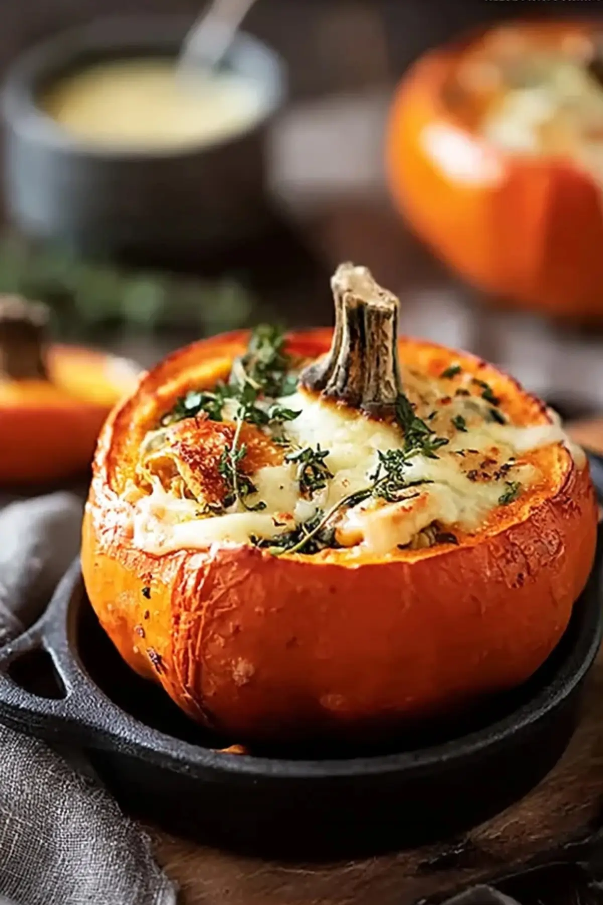 Gefüllter Kürbis mit Ofenkäse