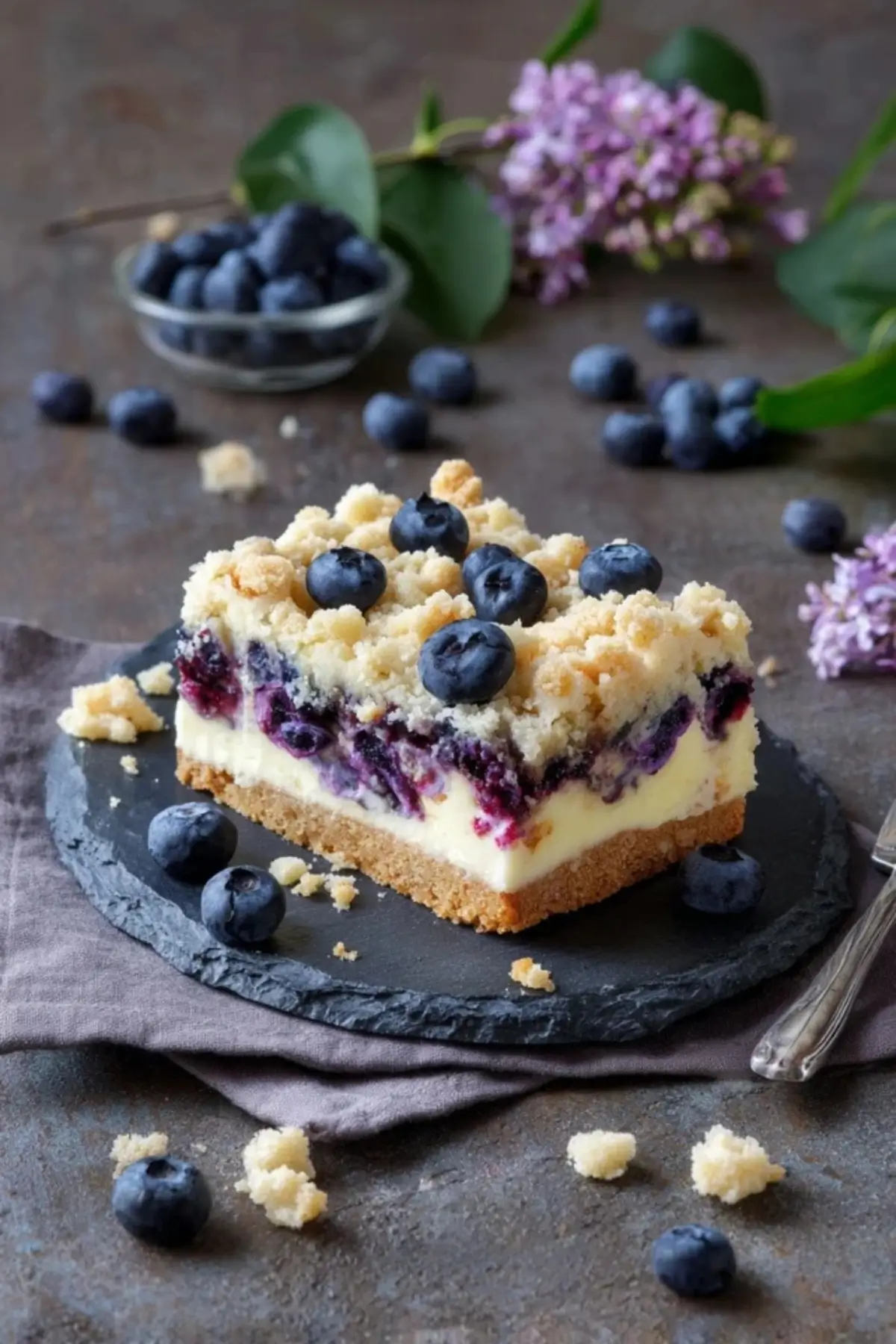 Heidelbeerkuchen mit Topfen und Streusel