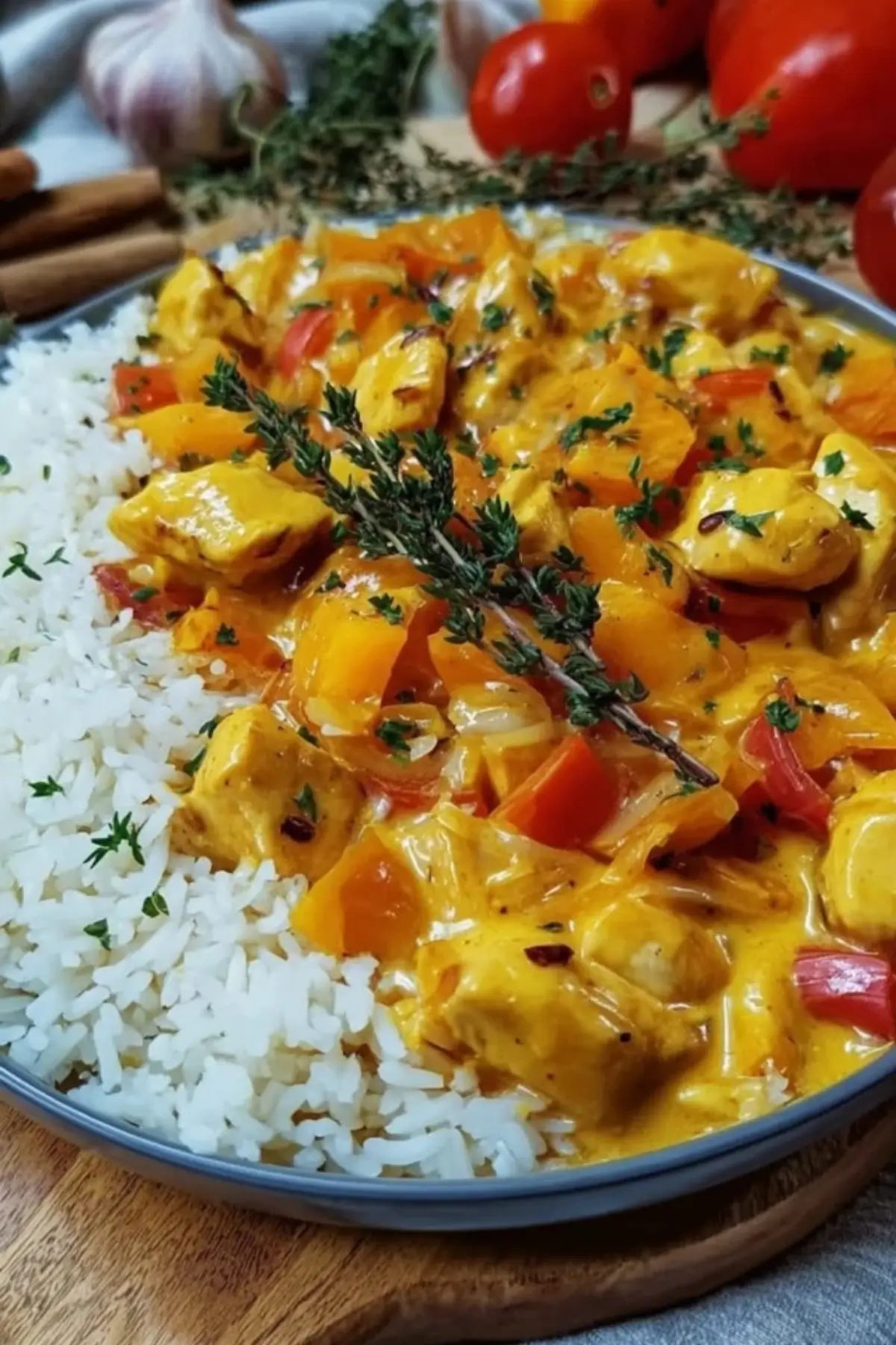 Kürbis Hähnchen Pfanne mit Reis