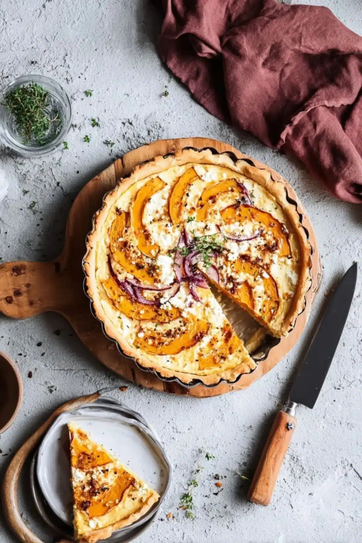 Kürbis-Quiche mit Feta