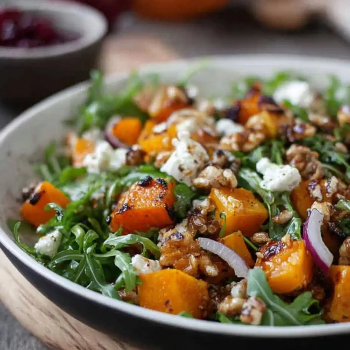 Lauwarmer Kürbissalat mit Rucola – 15 Minuten Rezept - Noras Kreationen