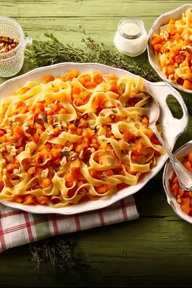 Bandnudeln mit Butternut-Kürbis