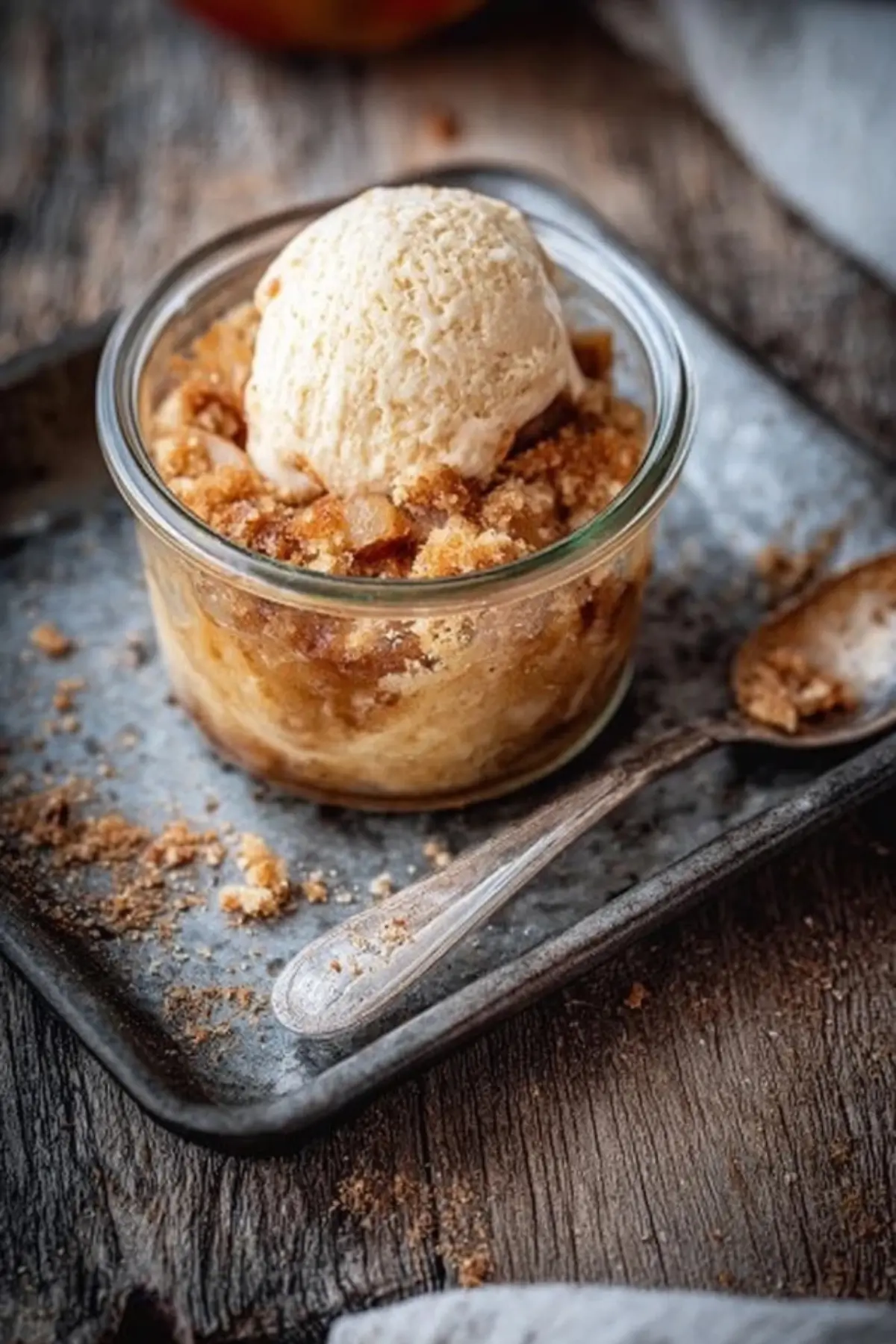 Bratapfel Apfel Crumble mit Vanilleeis – Winterdessert im Glas - Noras ...