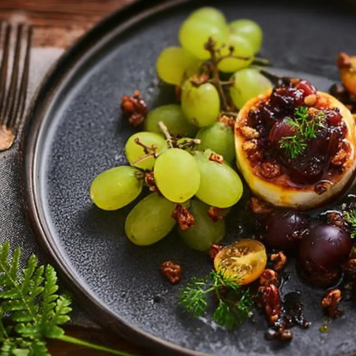 Gratinierter Ziegenkäse mit Trauben-Dressing und Bitz - Noras Kreationen Gratinierter Ziegenkäse mit Trauben-Dressing und Bitz - Noras Kreationen