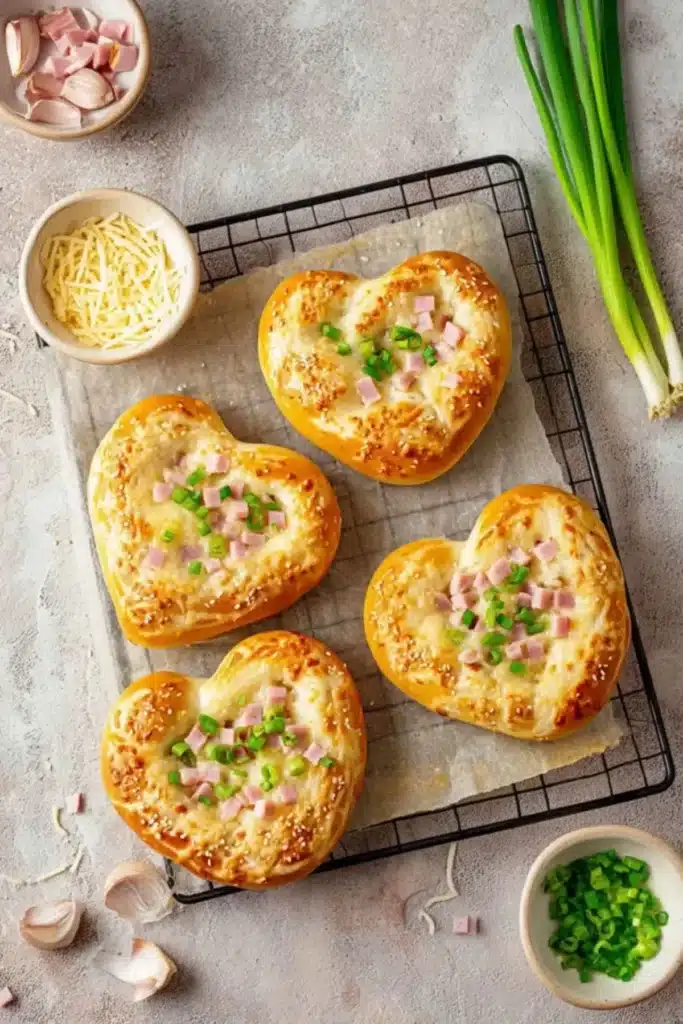 Überbackene Brezeln mit Schinken und Käse