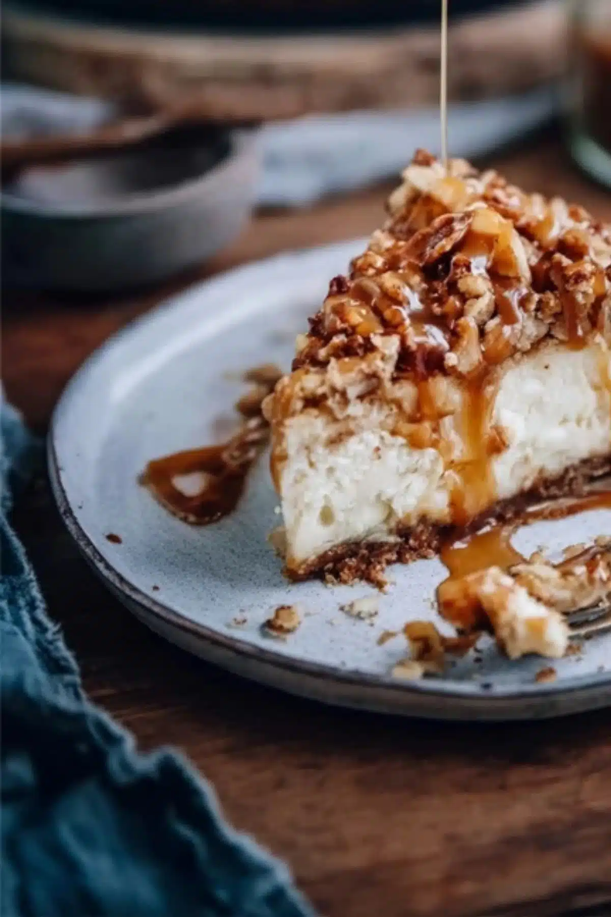 Apfel-Karamell-Cheesecake mit Streuseln