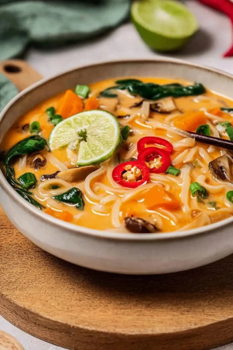 Asiatische Kokos-Curry-Suppe mit Reisnudeln
