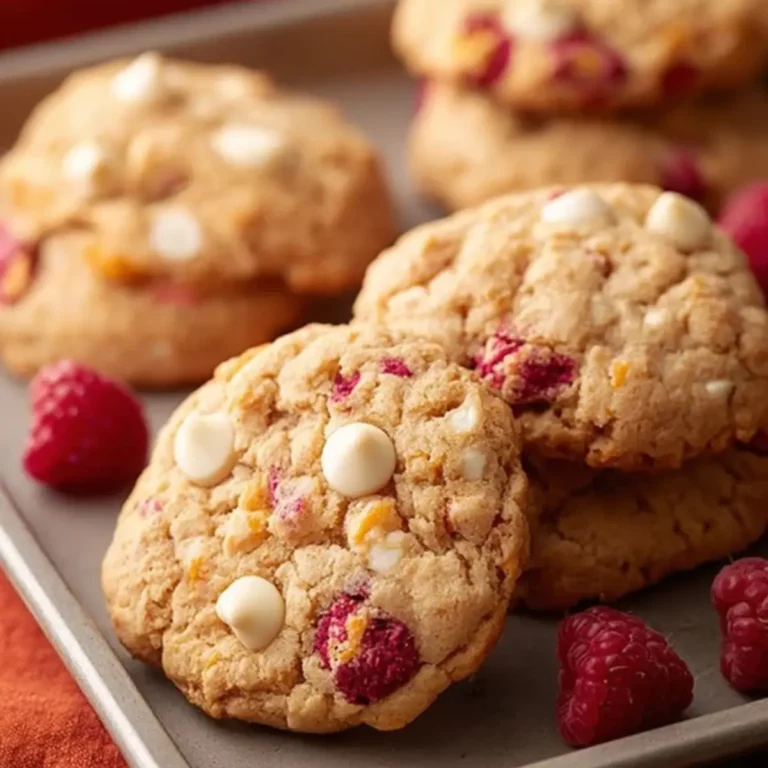 Cookies mit weißer Schokolade und Himbeeren
