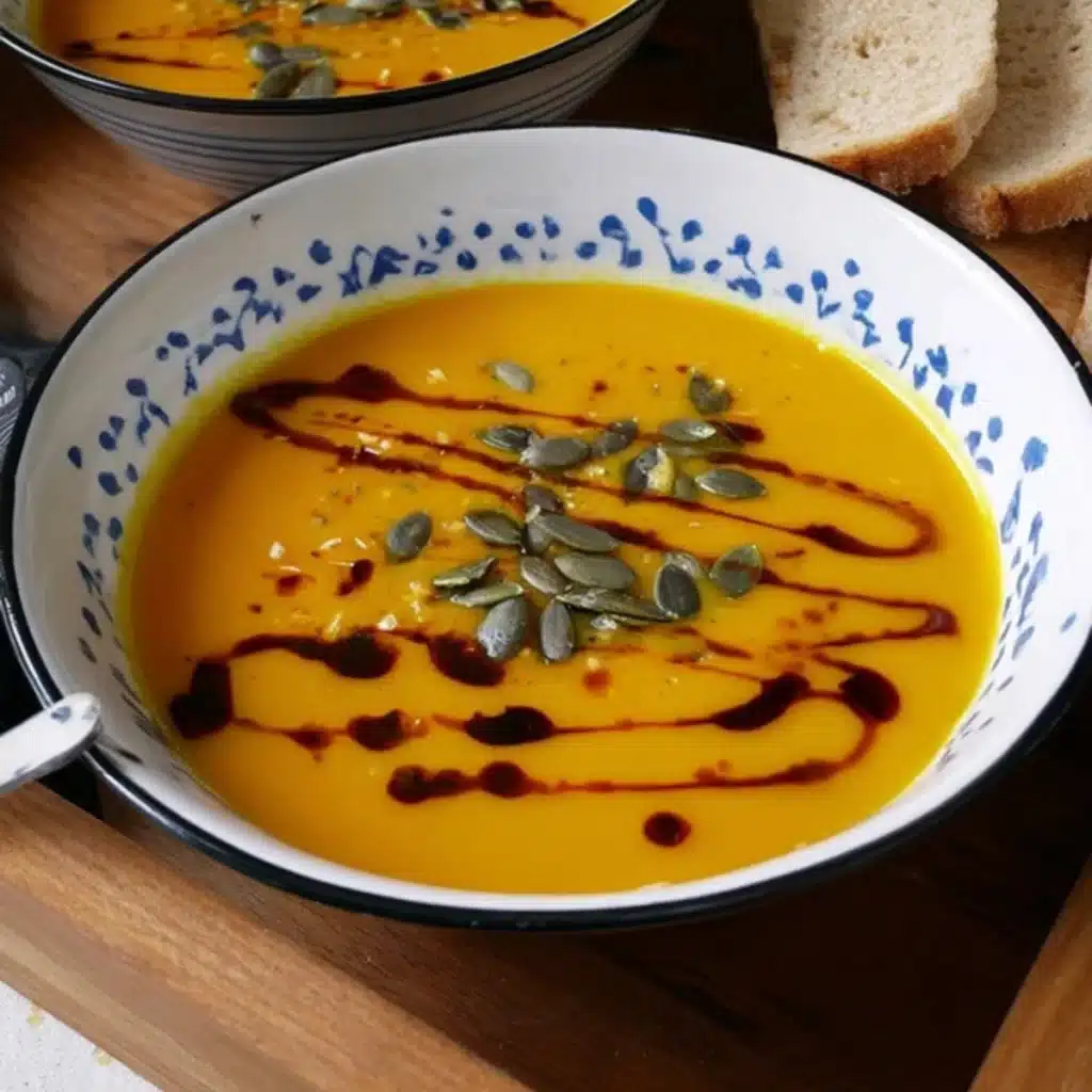 Cremige Kürbissuppe mit Kokosmilch und Orange