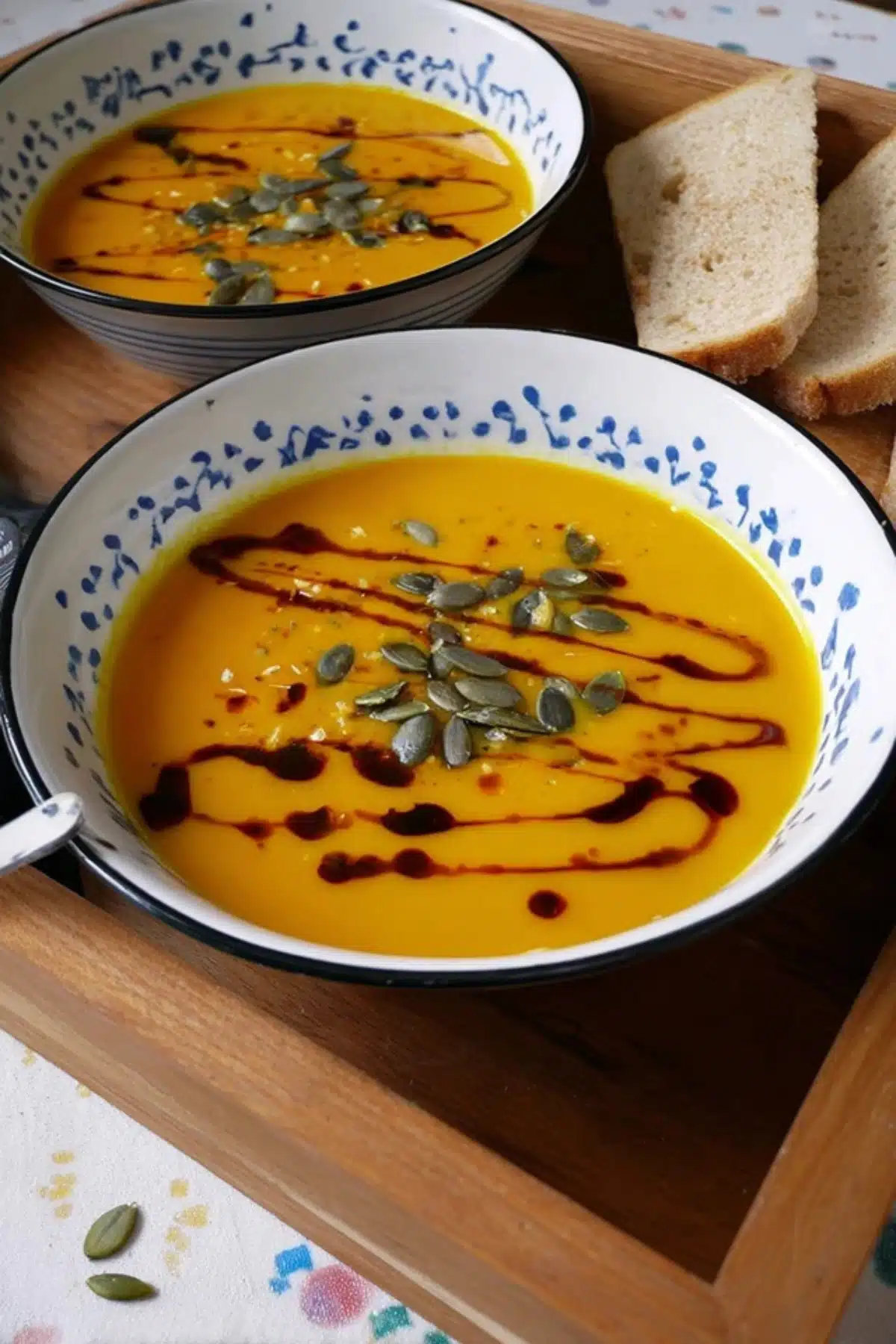 Cremige Kürbissuppe mit Kokosmilch und Orange