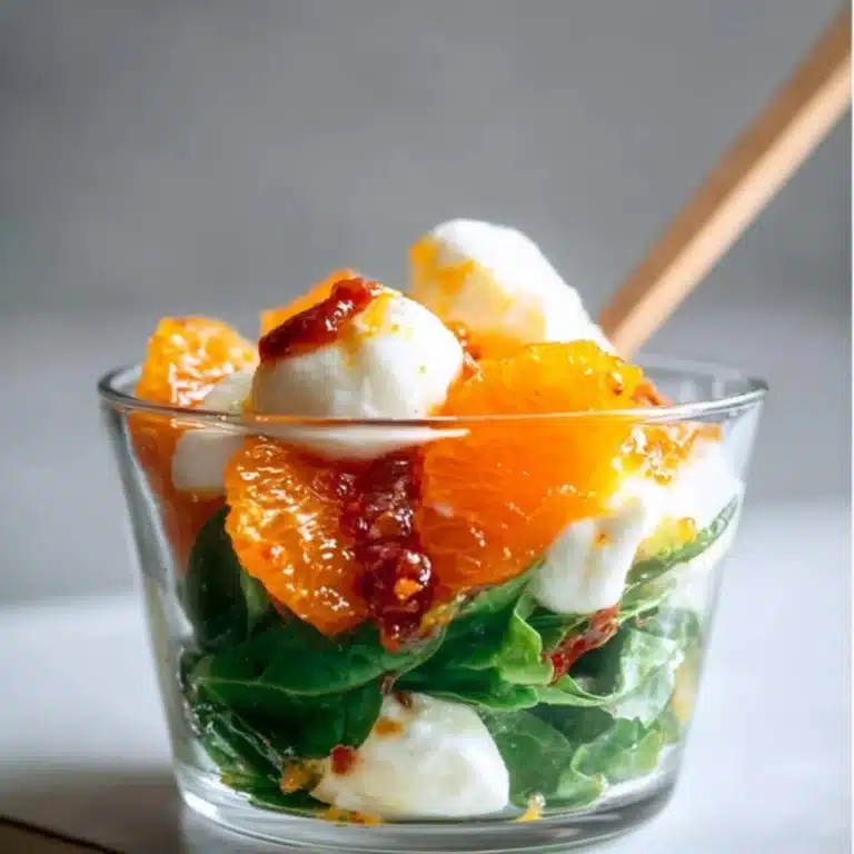 FELDSALAT MIT ORANGEN-CHILI-DRESSING UND MOZZARELLA