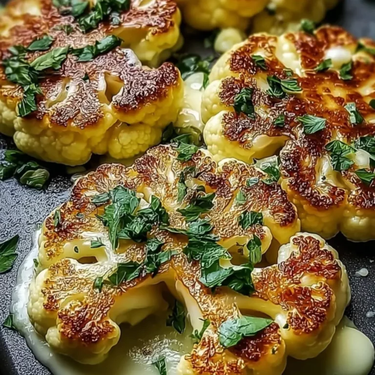 Gebackene Blumenkohlsteaks mit Mozzarella